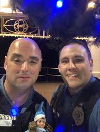 Pier Village was a big hit with Fivo when Officers Rodrigues and Corcoran  showed him around! They had a hard time getting him out of the rink and  almost couldn't #FindFivo when