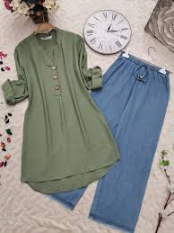 Ayrobin Dugmeli Tunik Haki Tarz Moda Moda Stilleri Moda