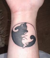 A dog is a guy's best friend. 116 Minimalistic Cat Tattoos For Cat Lovers Bored Panda