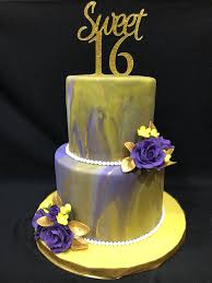 1st birthday gifts 16th birthday gifts 18th birthday gifts 21st birthday gifts 30th birthday gifts 40th birthday gifts 50th birthday gifts 60th birthday gifts Sweet 16 Birthday Cake Purple And Yellow With Gold Accents Sweetsixteen Cake Birthday Fondan Sweet 16 Birthday Cake Yellow Birthday Cakes 16 Birthday Cake