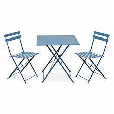 salon de jardin bistrot pliable emilia carre table 70x70cm avec deux chaises pliantes acier thermolaque chaise pliante table de jardin pliante table camping