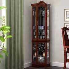 Lowder dual door 5 shelf lighted corner curio cabinet by highland dunes 729 99 980 00. Island Estate Mariana Lighted Curio Cabinet Muebles De Esquina Vitrinas De Madera Decoracion De Habitaciones