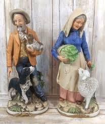 Vintage 11 5 Homco Figurines Old Couple Man Woman Country Farmers 8811 Home Interiors And Gifts Homco Indian Dolls