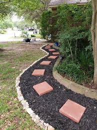 Red Paver Walkway Red Pavers Mulch Walkway Ideas Mulch Patio