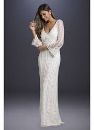 Geometric Beaded Long Sleeve Sheath Wedding Dress 51001 Long Sleeve Sheath Wedding Dress Sheath Wedding Dress Lace Gorgeous Wedding Dress