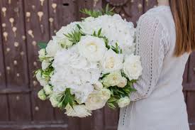 Order flower delivery to home, office, another city. Soft Pure And Cheerful White Flower Bouquet Of Hydrangeas And Roses