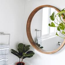 Round Decorative Wall Mirror Wood Barrel Frame Threshold Wood Wall Mirror Round Wooden Mirror Round Wood Mirror