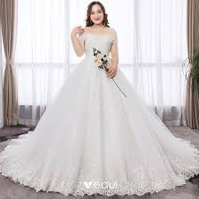 Up to 40% off wedding dresses. Modest Simple White Ball Gown Plus Size Wedding Dresses 2019 Lace Appliques Backless Embroidered Strapless Chapel Train Wedding
