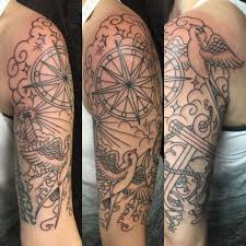 Black And White Nautical Half Sleeve Tattoo Designs Nautical Theme Half Sleeve Halfsleeve Tattoos Girlswithtattoos Nautical Tattoo Sleeve Half Sleeve Tattoo Sleeve Tattoos For Women