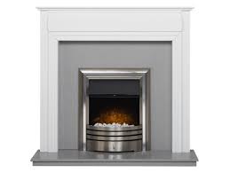 White fireplace surround with electric fire. Honley Fireplace In Pure White Sparkly Grey Marble With Astralis Electric Fire 48 Inch Fireplace World