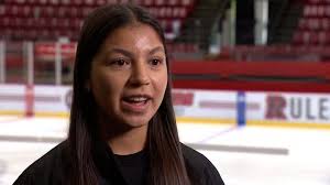 How COOL is THIS⁉️ Former Wisconsin women's hockey standout ABBY ROQUE —  who made history as the first Indigenous woman to play for Team USA in the  2022 Olympics — holds hockey