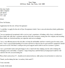 Cover Letter Receptionist Fitness Club