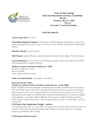 Town of Holly Springs Parks and Recreation Advisory Committee MEETING  MINUTES