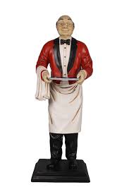 Creative old man and women figure character resin arts and crafts gifts. Waiter Old Man