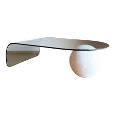 Modern glass coffee table waterfall. Postmodern Plaster Ball Sphere And Waterfall Glass Coffee Table Vintage Minimalist Or In 2021 Glass Coffee Table Styling Modern Glass Coffee Table Organic Coffee Table