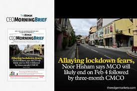 There is a minimum of five weeks. Allaying Lockdown Fears Noor Hisham Says Mco Will Likely End On Feb 4 Followed By Three Month Cmco The Edge Markets