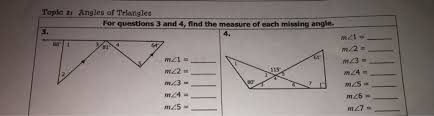 Finding the missing acute angle when given two sides of a right triangle is just as simple. Topic 2 Angles Of Triangles For Questions 3 And 4 Chegg Com