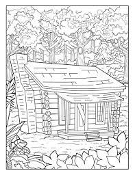 Houses, cities and monuments coloring book. Old Time Log Cabin Coloring Pages For Adults 1 Printable Etsy