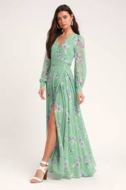 My Whole Heart Sage Green Floral Print Long Sleeve Wrap Dress Sagegreendress My In 2020 Long Sleeve Wrap Dress Floral Print Maxi Dress Green Formal Dresses