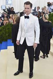 Black And White Suit With Bow Tie 2017 Met Gala Ansel Elgort White Dinner Jacket With Black Bow Tie Best Dressed Man Dinner Party Outfits Mens Winter Fashion