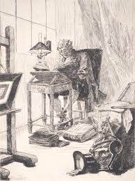 Félicien ROPS: The Artist - Original signed etching - Post War & Modern Art  - Plazzart