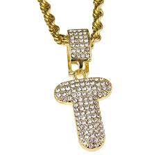 Shop a huge line of real gold and diamond jewelry, at frost nyc. Bling Cartel Bubble Letter T Block Initial 24 Inch Rope Chain Bling Pendant Gold Finish Monogram Name Necklace Walmart Com Walmart Com
