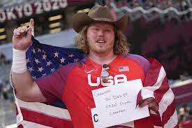 Crouser won a gold medal at the tokyo olympics, setting a new olympic record three times in the final, his longest throw coming in at 23.3 meters. Cpb6flftov4clm