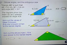 The area of a triangle can also be found by using heron's formula. B 5 6 Cm Acb 22 Obtuse Angles And The Ambiguous Chegg Com