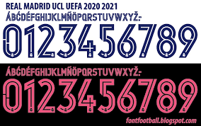 Download sports jersey font from here by a single click. Font Football Font Vector Real Madrid Ucl Uefa 2020 2021 Kit