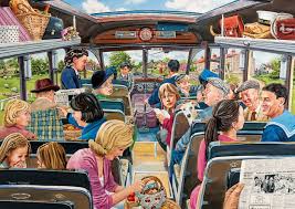Gibsons The Country Bus Jigsaw Puzzle 4 X 500 Piece Amazon Co Uk Toys Games Puzzle Art Nostalgic Art Cartoon Art Styles