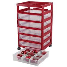 Iris 6 Drawer Holiday Ornament Chest W Dividers Sbd 356 Cranberry W Clear Drawers Christmas Ornament Storage Christmas Ornament Storage Box Ornament Storage