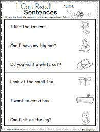 Beginning Reading Worksheets For Kindergarten Reading Worksheets Kindergarten Reading Worksheets Simple Sentences