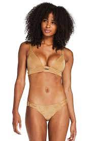 Vitamin A S Golden Glow Metallic Neutra Metallic Bralette Bikini Top
