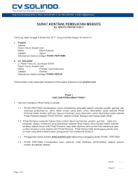 Contoh surat perjanjian kerjasama rumah makin / cafe. Surat Kontrak Pembuatan Website