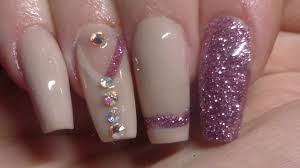 Keep adding a few more petals in the same way to make a flower. Acrylic Nails Nude And Pink Glitter Youtube