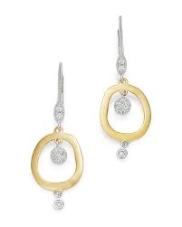 Meira T 14k Yellow White Gold Open Circle Drop Earrings With Diamonds In White Gold Modesens