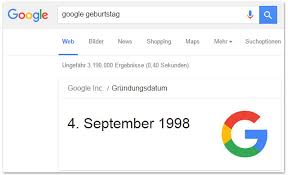 2 farklı soru biçimi ve 2 farklı cevabı var. Wann Hat Google Eigentlich Wirklich Geburtstag Tagseoblog Seo Blog