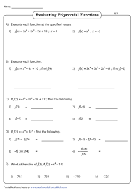 Worksheet by kuta software llc. Evaluating Polynomial Functions Worksheets