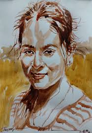 Traditional Sarawakian dancer pyrography art