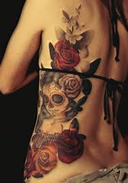 Im All For A Rose Tattoo And The Skull Included Just Completes This Gorgeous Tattoo Side Tattoos Women Back Tattoo Women Torso Tattoos