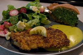 Tonight S Dinner Local Weakfish With A Homemade Mayonnaise Salad Of Local Greens And Radishes Easter Pie Dinner Easter Pie Homemade Mayonnaise