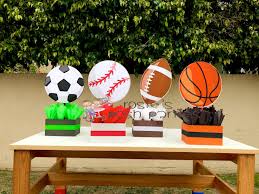 Sports Theme Centerpiece Sport Party Sports Birthday Soccer Football Baseball Basketball Decoration Birthday Sport Theme Shower Individual In 2021 Sports Themed Birthday Party Sports Themed Party Sports Party Decorations