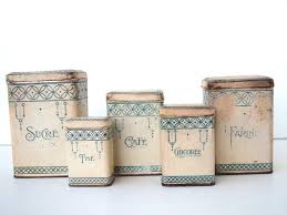 French Vintage Art Deco Cream And Blue Kitchen Canister Set Ceramic Kitchen Canisters Blue Kitchen Canisters Kitchen Canisters