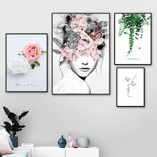 Throughout art history, flowers have been one of the most beloved subjects for painters. Modern Flower Leaf Girl Rose Wall Art Canvas Painting Quotes Posters And Prints Line Drawing Wall Pictures For Living Room Decor Nordic Wall Decor