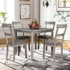 The rustic industrial dining table set includes one square table and four matching stools, ideal for your bar, dining room, kitchen, cafes, basement. Amazon Com P Purlove 5 Piece Dining Table Set Industrial Wood Kitchen Table And 4 Padded Chairs 5 Piece Dining Room Set For Small Place Kitchen Dining Room Light Gray Table Chair Sets