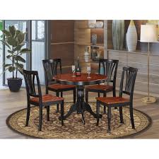 Modern dining room furniture 5 piece round mirror table & black chairs set in79. 5 Piece Round Black And Cherry Kitchen Table Set On Sale Overstock 10106020
