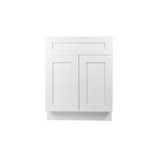 Plywell Ready To Assemble 24x34 5x24 In Shaker Base Cabinet With 2 Door And 1 Drawer In White Swxb24 The Home Depot White Shaker Cabinets Base Cabinets Vanity Cabinet