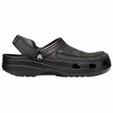 Mens Crocs Yukon Vista Clog Leather Uppers Adjustable Heel Strap Freepost Black Black Uk M11 Us M12