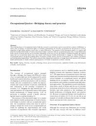 Pdf Occupational Justice Bridging Theory And Practice