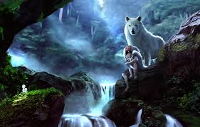 I make no money from this. Wallpaper Forest Girl Stones Wolf Art Princess Mononoke Images For Desktop Section Art Download